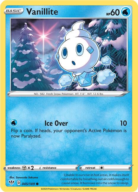Vanillite 045/189 Common Darkness Ablaze Pokémon card