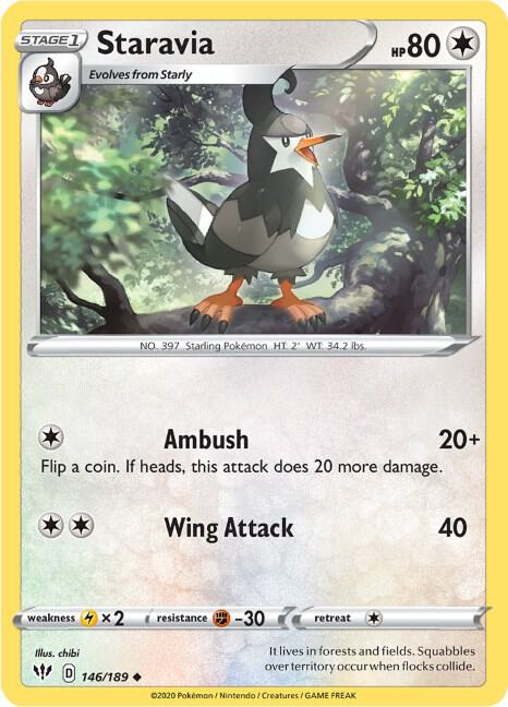 Staravia 146/189 Uncommon Darkness Ablaze Pokémon card