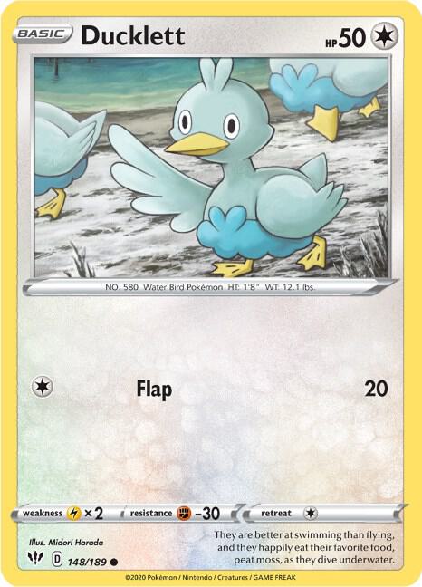 Ducklett 148/189 Common Darkness Ablaze Pokémon card