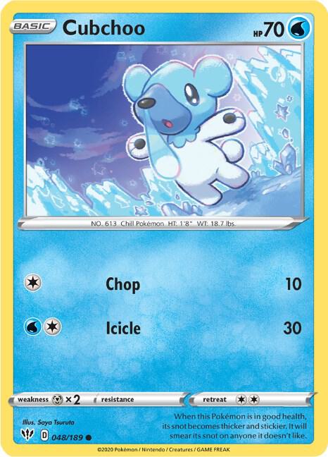 Cubchoo 048/189 Common Darkness Ablaze Pokémon card