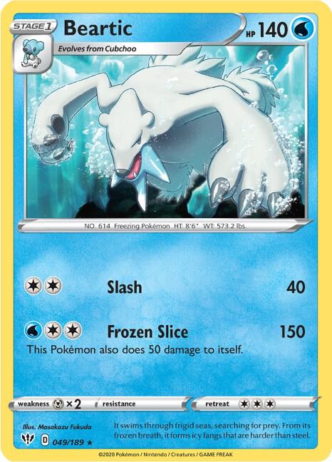 Beartic 049/189 Rare Darkness Ablaze Pokémon card