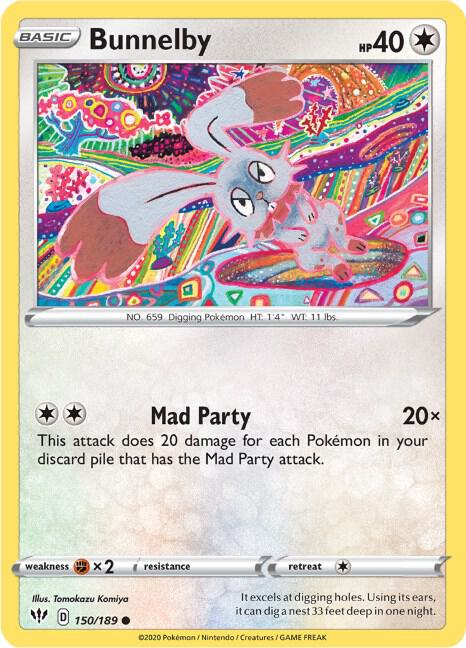 Bunnelby 150/189 Common Darkness Ablaze Pokémon card