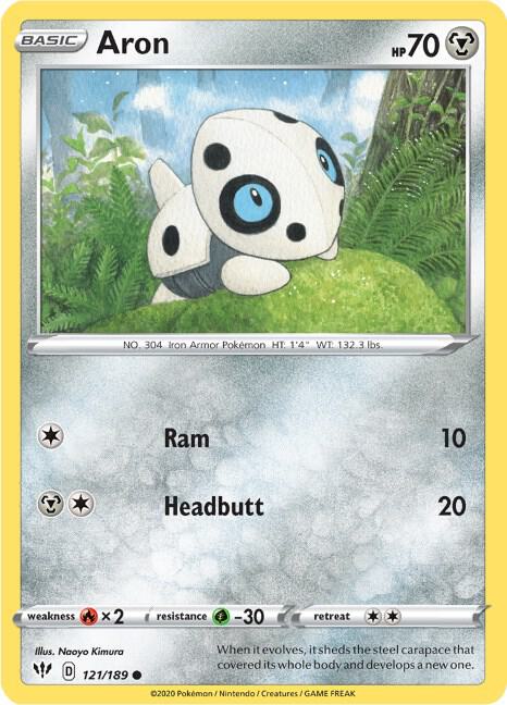 Aron 121/189 Common Darkness Ablaze Pokémon card