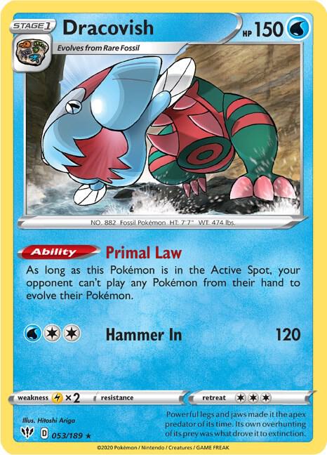 Dracovish 053/189 Holo Rare Darkness Ablaze Pokémon card