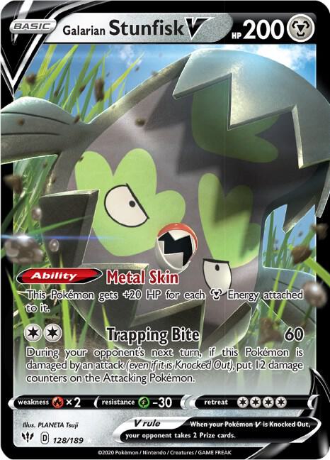 Galarian Stunfisk V 128/189 Ultra Rare Darkness Ablaze Pokémon card