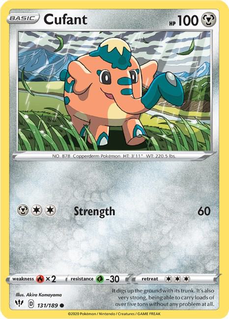 Cufant 131/189 Common Darkness Ablaze Pokémon card
