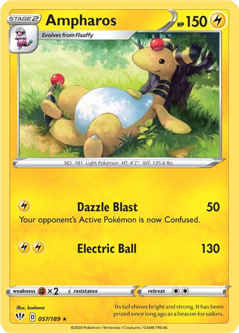 Ampharos 057/189 Rare Darkness Ablaze Pokémon card