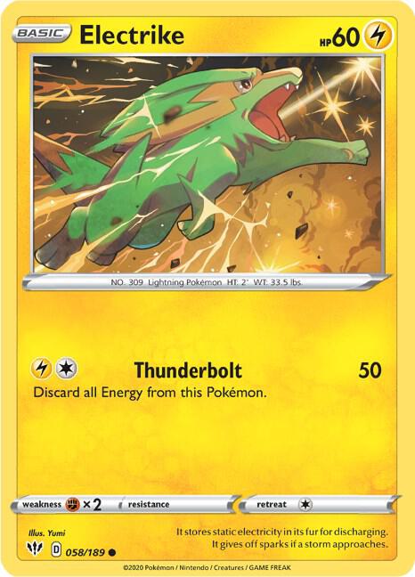 Electrike 058/189 Common Darkness Ablaze Pokémon card