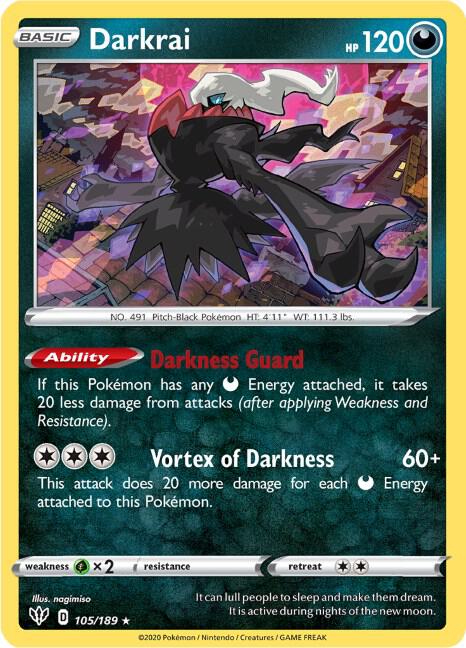 Darkrai - 105/189 Holo Rare SWSH03: Darkness Ablaze