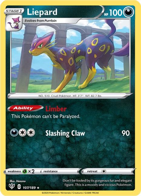 Liepard 107/189 Rare Darkness Ablaze Pokémon card