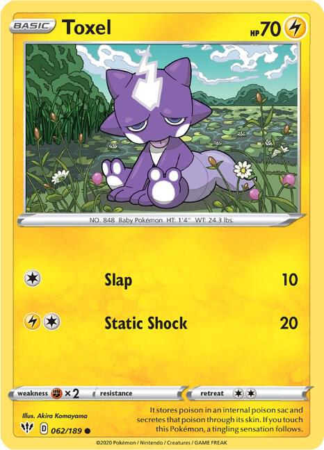 Toxel 062/189 Common Darkness Ablaze Pokémon card