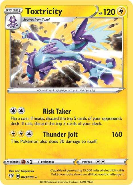 Toxtricity 063/189 Holo Rare Darkness Ablaze Pokémon card