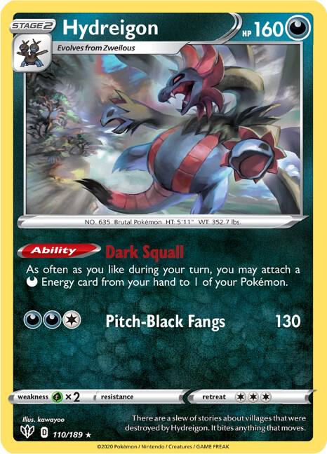 Hydreigon 110/189 Rare Darkness Ablaze Pokémon card