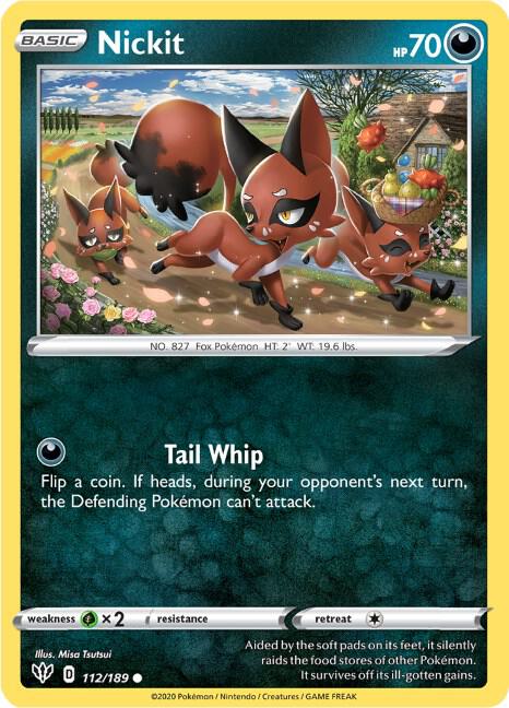 Nickit 112/189 Common Darkness Ablaze Pokémon card
