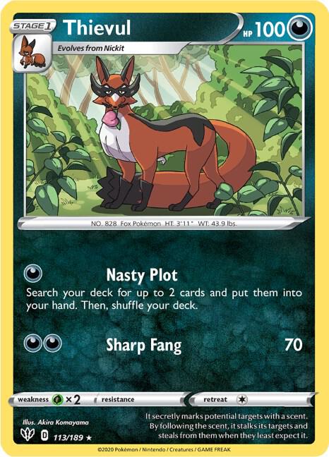 Thievul 113/189 Rare Darkness Ablaze Pokémon card