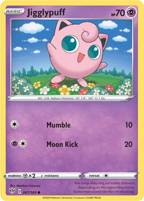 Jigglypuff 067/189 Common Darkness Ablaze Pokémon card