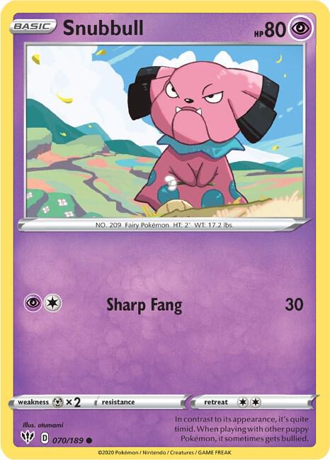Snubbull 070/189 Common Darkness Ablaze Pokémon card