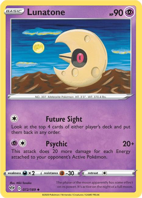 Lunatone - 072/189 Uncommon SWSH03: Darkness Ablaze