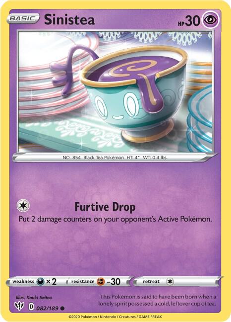 Sinistea 082/189 Common Darkness Ablaze Pokémon card