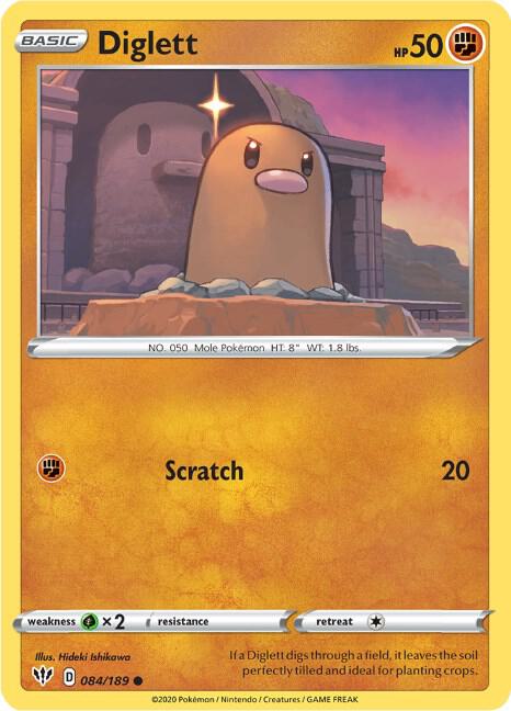 Diglett 084/189 Common Darkness Ablaze Pokémon card