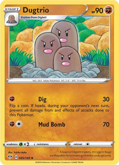 Dugtrio 085/189 Uncommon Darkness Ablaze Pokémon card