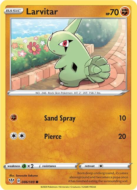 Larvitar 086/189 Common Darkness Ablaze Pokémon card