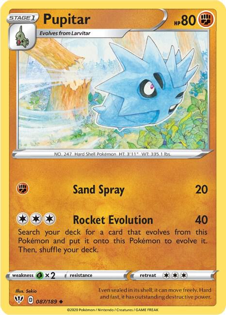Pupitar 087/189 Uncommon Darkness Ablaze Pokémon card