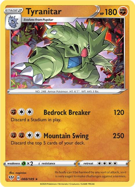 Tyranitar - 088/189 Holo Rare SWSH03: Darkness Ablaze