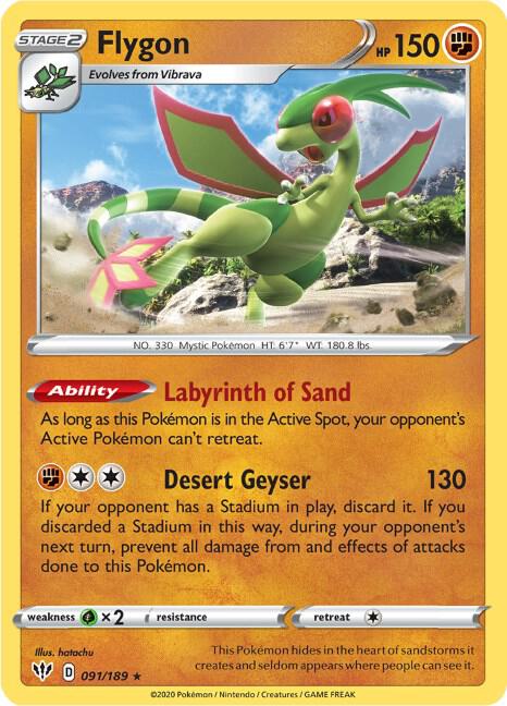 Flygon 091/189 Rare Darkness Ablaze Pokémon card