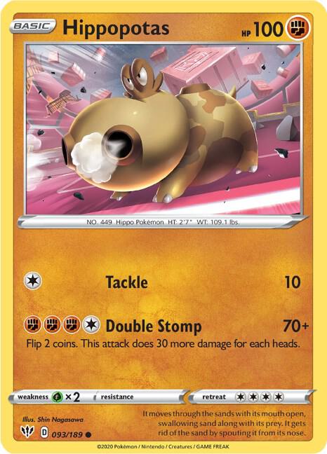 Hippopotas 093/189 Common Darkness Ablaze Pokémon card