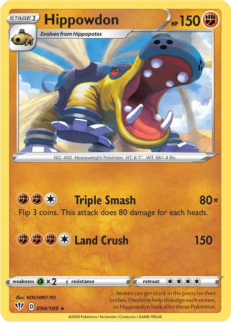 Hippowdon 094/189 Rare Darkness Ablaze Pokémon card