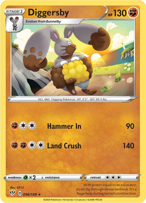 Diggersby 096/189 Rare Darkness Ablaze Pokémon card