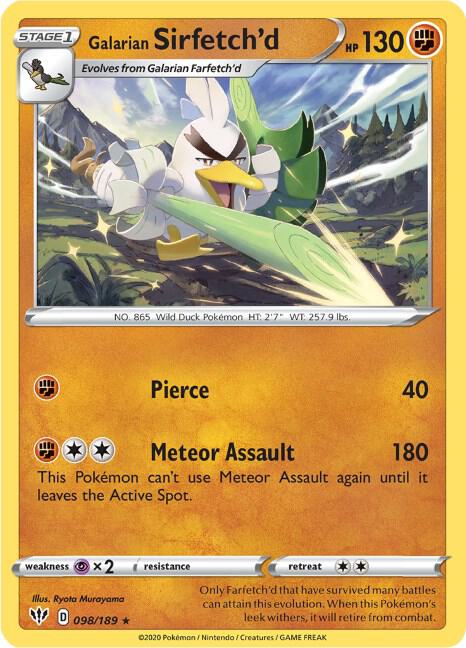 Galarian Sirfetch'd 098/189 Rare Darkness Ablaze Pokémon card