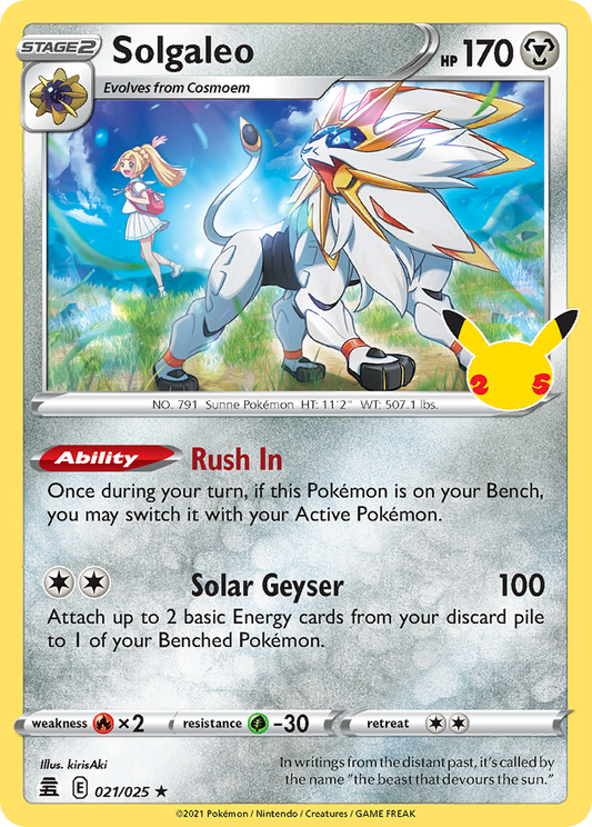 Solgaleo 021/025 Rare Holo Celebrations