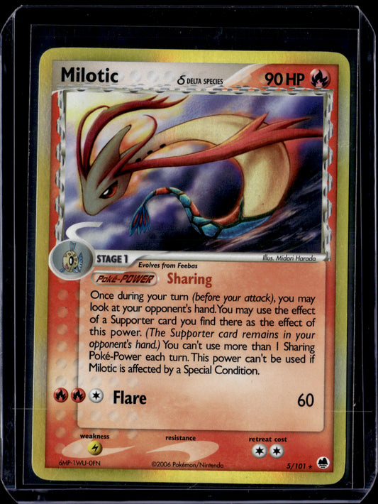 Milotic (Delta Species) Dragon Frontiers #5/101 Holofoil Pokémon Card (front)