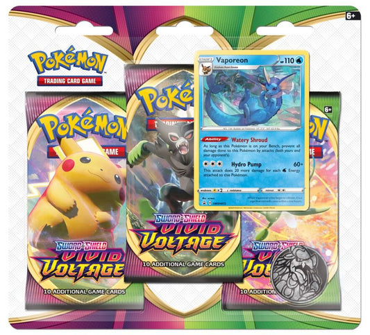 Vivid Voltage 3 Pack Blister [Vaporeon] - SWSH04: Vivid Voltage