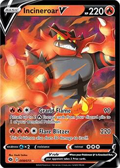 Incineroar V 08/73 Ultra Rare Champion's Path Pokémon card