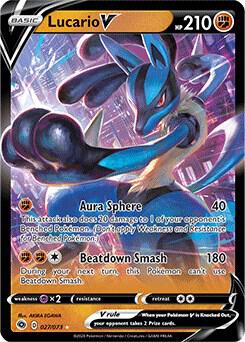 Lucario V 27/73 Ultra Rare Champion's Path Pokémon card