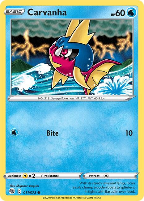 Carvanha 11/73 Common Champion's Path Pokémon card