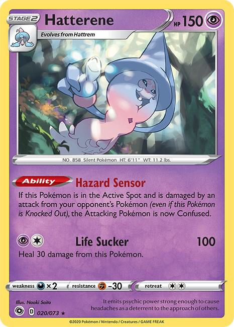 Hatterene 20/73 Holo Rare Champion's Path Pokémon card