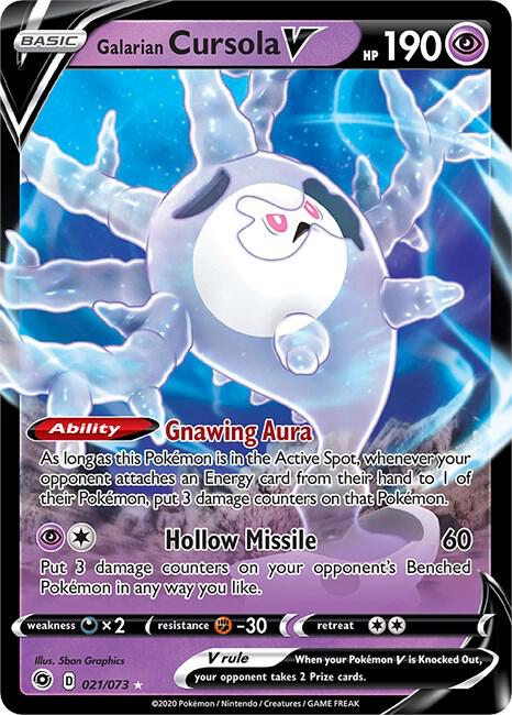 Galarian Cursola V 21/73 Ultra Rare Champion's Path Pokémon card
