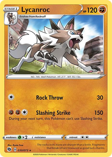 Lycanroc 30/73 Holo Rare Champion's Path Pokémon card