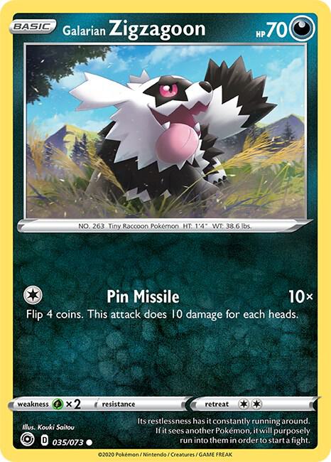 Galarian Zigzagoon 35/73 Common Champion's Path Pokémon card