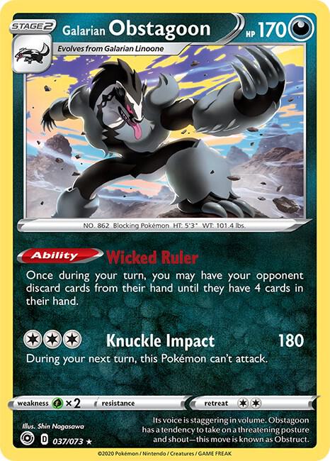Galarian Obstagoon 37/73 Holo Rare Champion's Path Pokémon card