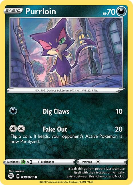 Purrloin 39/73 Common Champion's Path Pokémon card