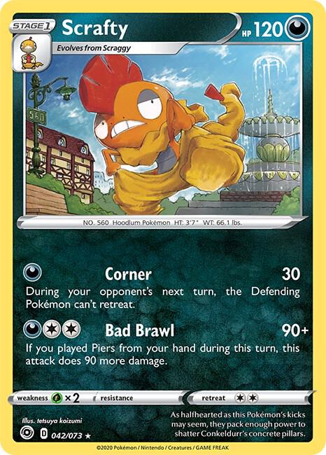 Scrafty 42/73 Holo Rare Champion's Path Pokémon card