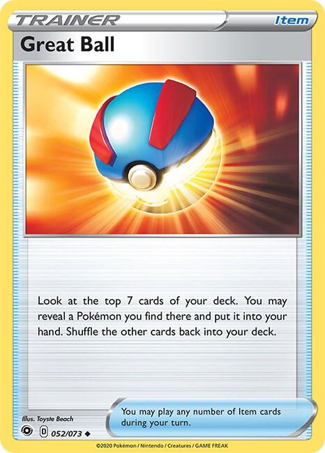 Great Ball 52/73 Uncommon Champion's Path Pokémon card
