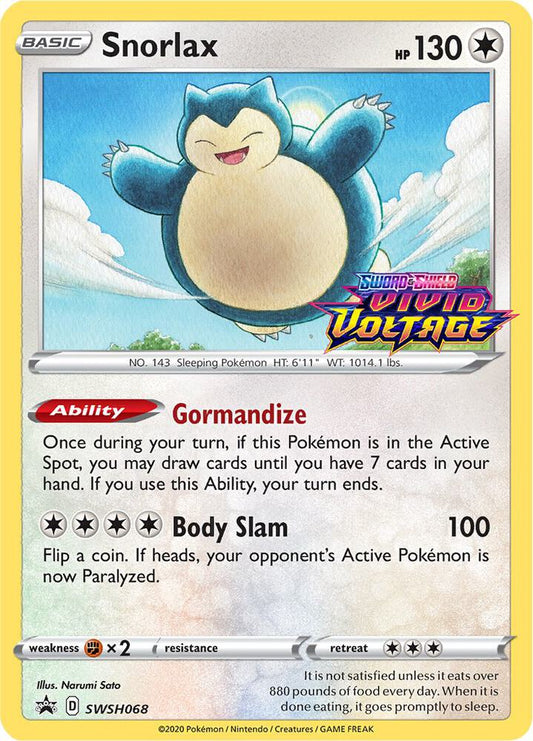 Snorlax - SWSH068 (Prerelease) SWSH068 Promo Sword & Shield Promo Cards Pokémon card
