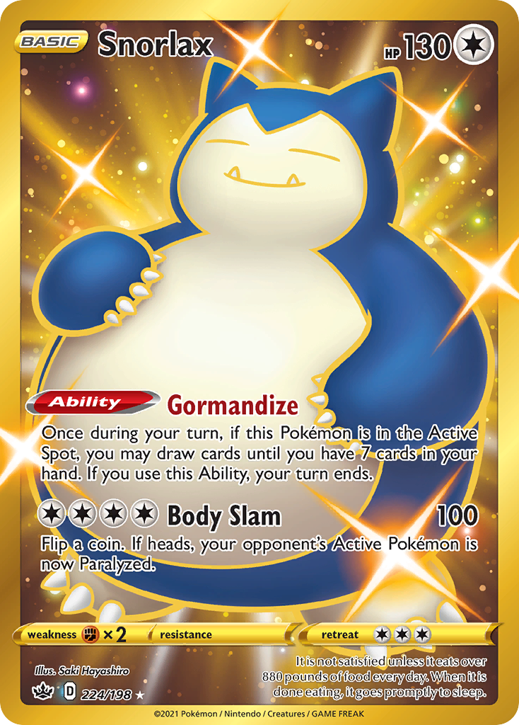 Snorlax 224/198 Rare Secret Chilling Reign