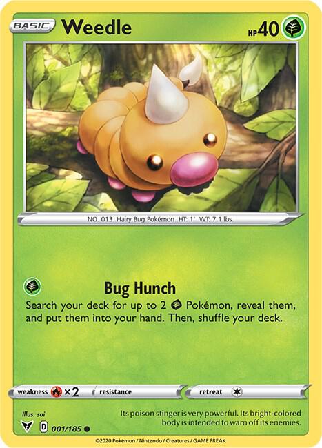 Weedle 001/185 Common Vivid Voltage Pokémon card